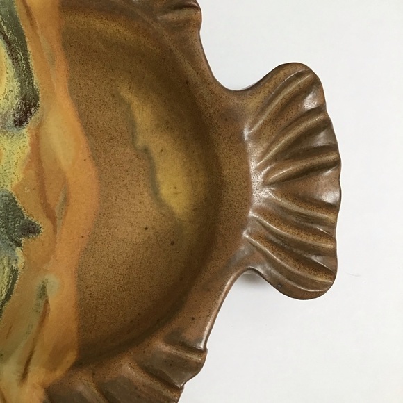 Studio Pottery SIGNED Fish Dish Plate Large Earth Tones Stoneware Florida Beach - Picture 7 of 14